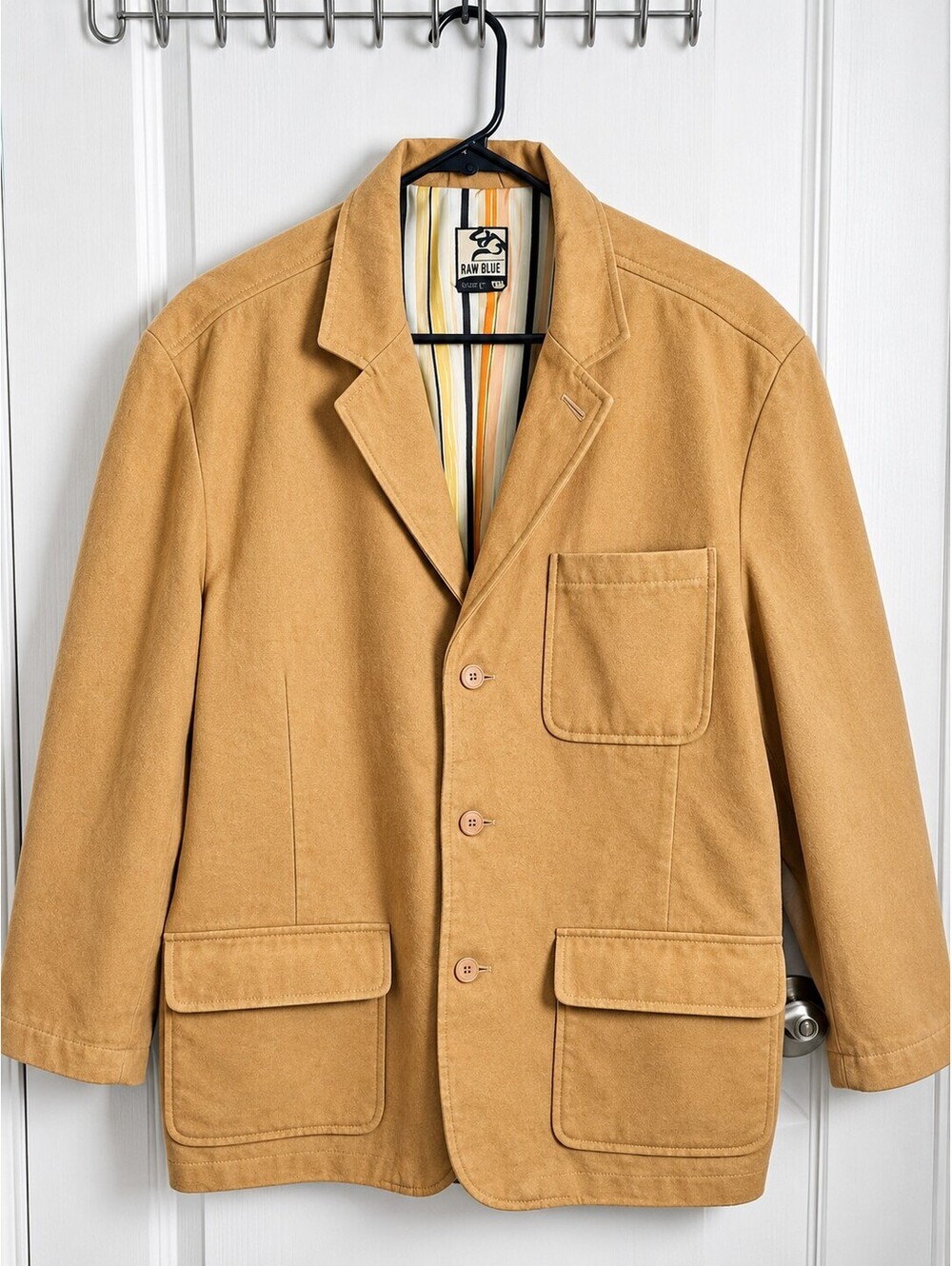 Raw Blue NuRealms Mens XL Tan Faux Suede Sherpa Lined Y2K Blazer Jacket